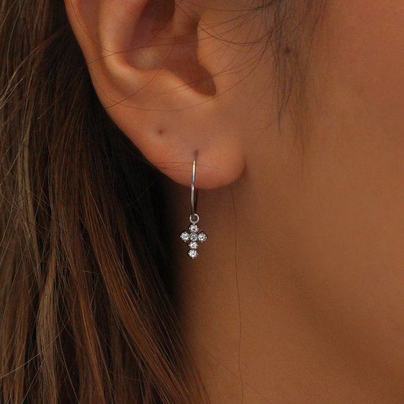 Delicate Cross Cuff Earring Stainless Steel - Picture 2 of 2